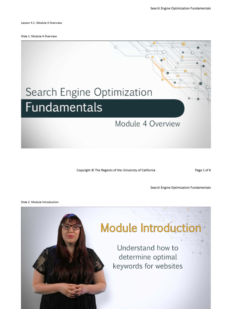 SEO Fundamentals Module 4 Overview | PDF