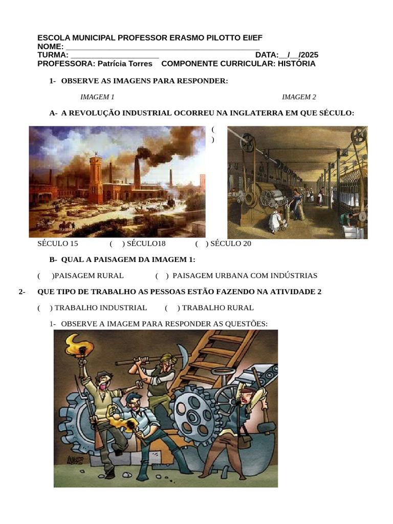 atividade adaptada 8 ano Revolução Industrial atendimento especializada ...