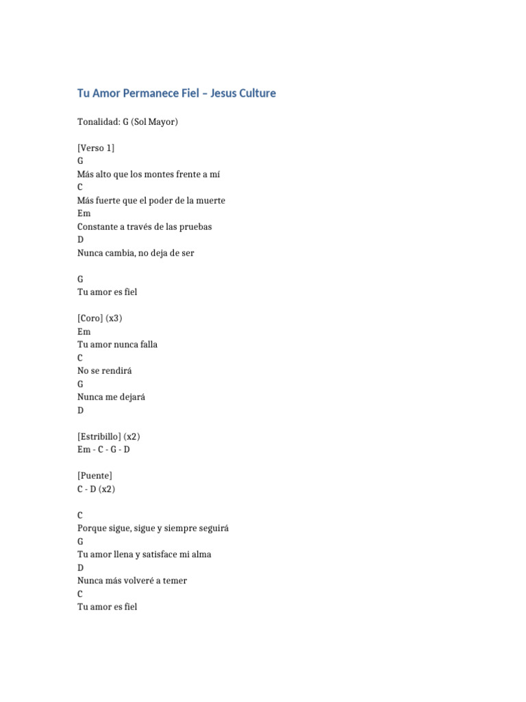 Tu Amor Permanece Fiel | PDF