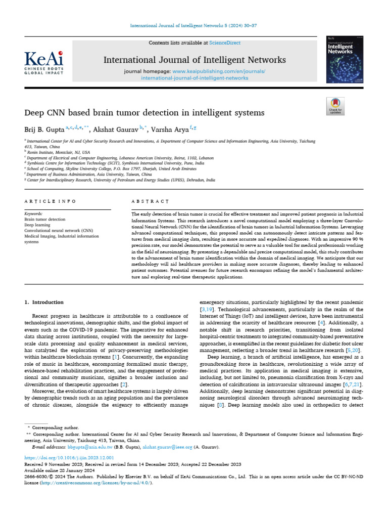 Deep CNN for Brain Tumor Detection | PDF | Deep Learning | Accuracy And ...