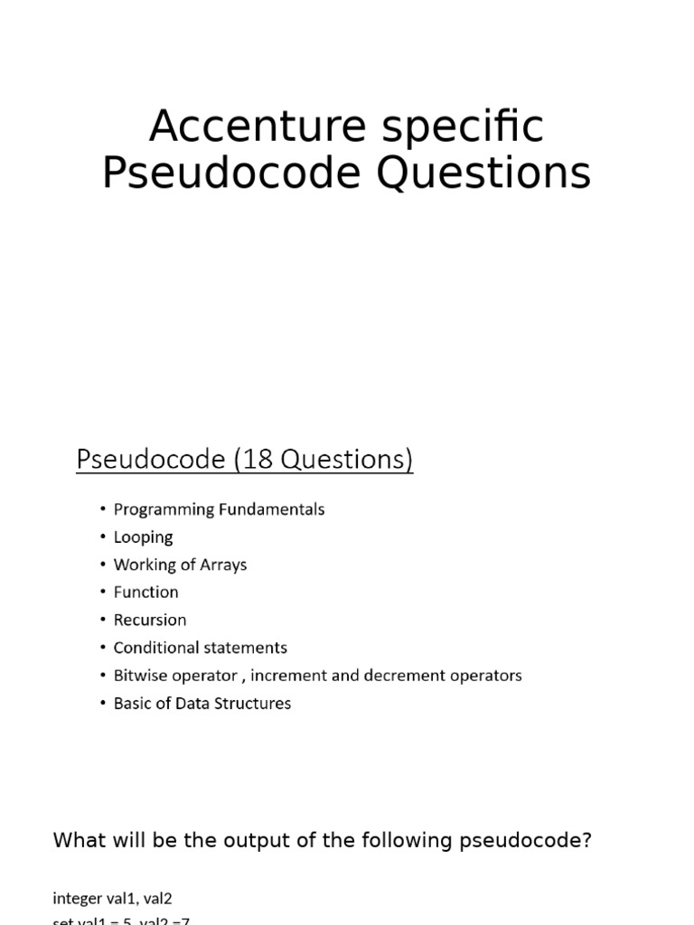 Accenture Specific Questions | PDF | Integer (Computer Science ...