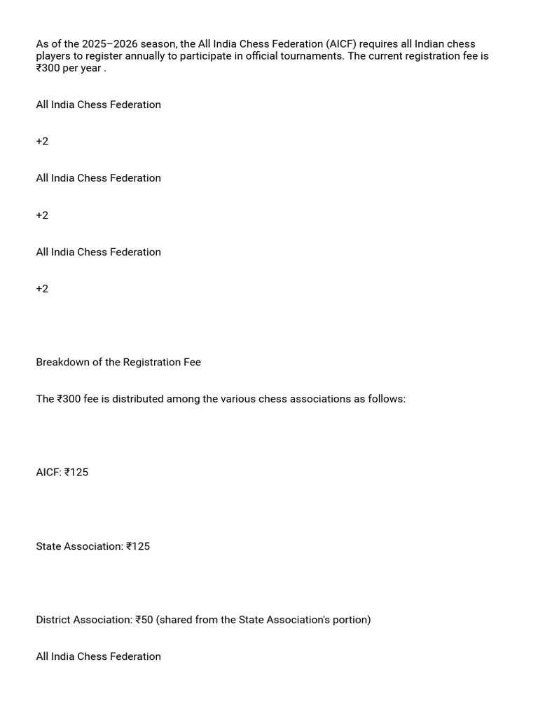 AICF Registration Fees and Process 2025 | PDF