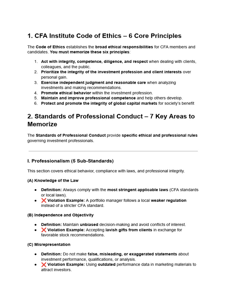 Key Information To Memorize For CFA Exam - Learning Module 2 - Code of ...