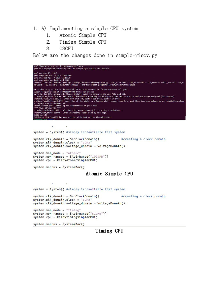 Simple CPU and Memory System Simulation | PDF