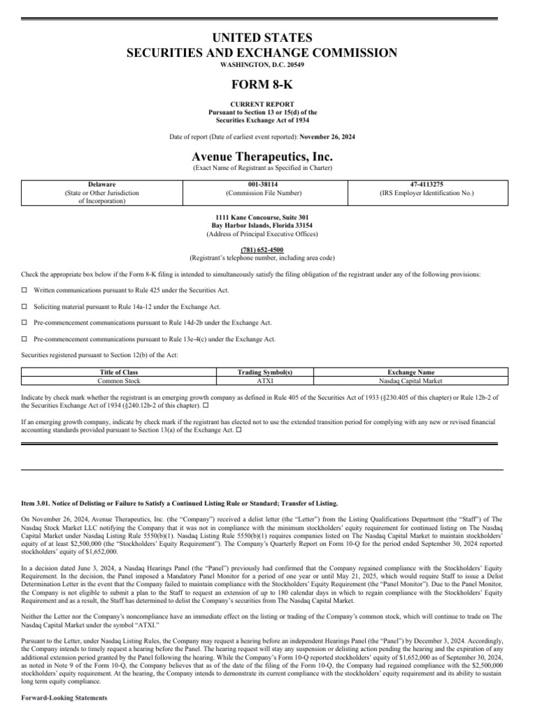 United States Securities and Exchange Commission Form 8-K: Forward ...