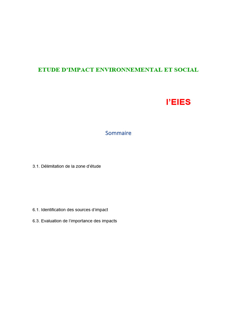 Étude d'Impact Environnemental et Social | PDF | Environnement naturel ...