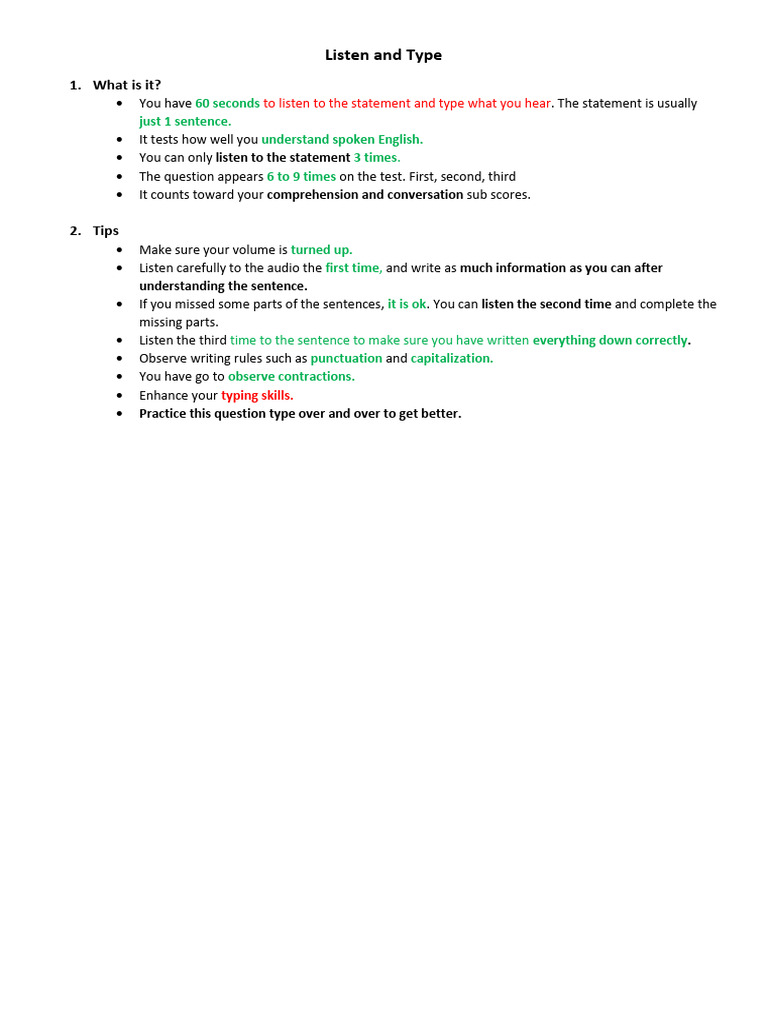 Improve Listening and Typing Skills | PDF
