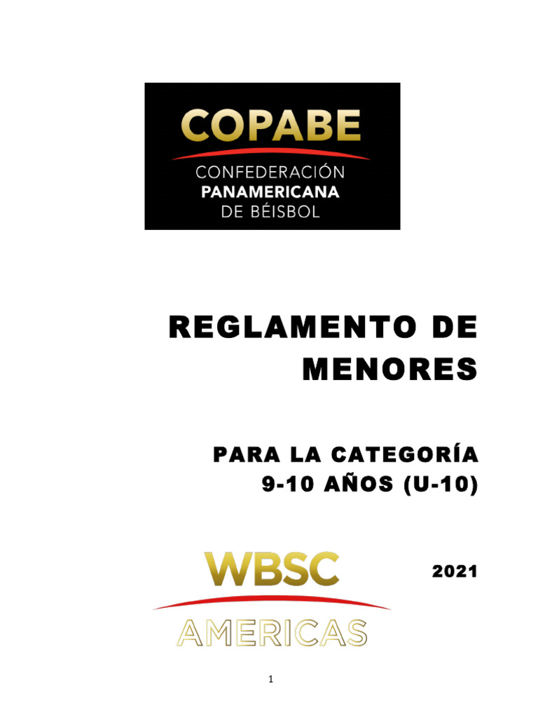 Reglamento U-10 de Béisbol COPABE | PDF | Lanzador | Deportes atléticos