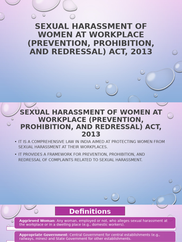 Sexual Harassment of Women at Workplace (Prevention | PDF | Sexual ...