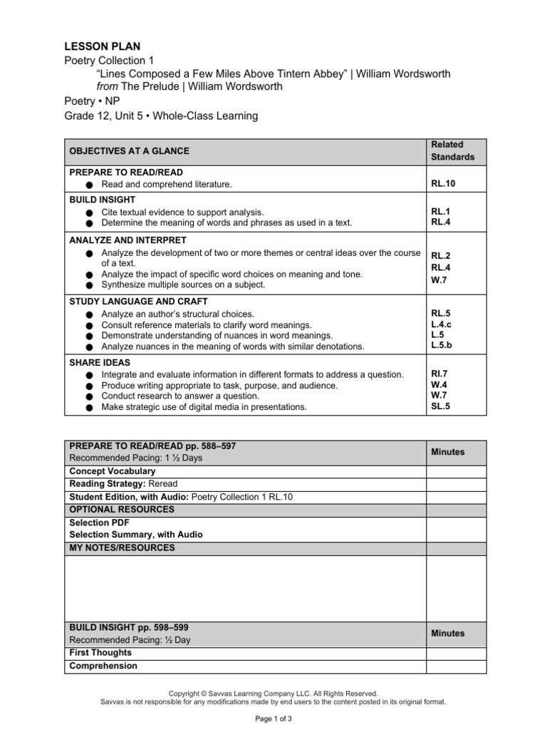 Grade 12 Poetry Lesson Plan | PDF | Reading Comprehension | Human ...