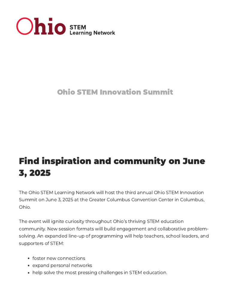 Ohio STEM Innovation Summit 2025 | PDF | Science, Technology ...