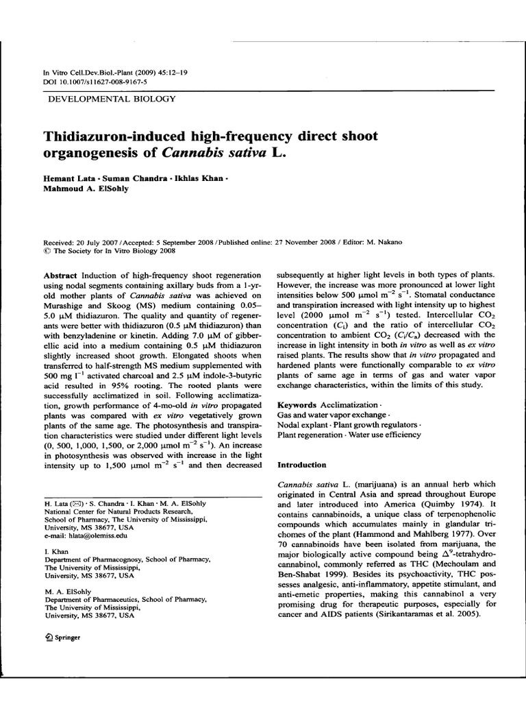 Thiadiazuron-Induced High Frquency Direct Shoot Organogenesis of ...