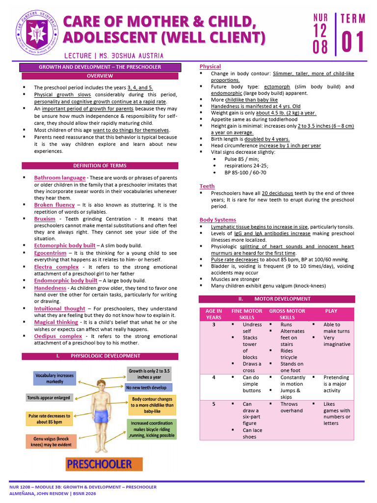 Preschooler Growth and Development Guide | PDF | Behavioural Sciences ...
