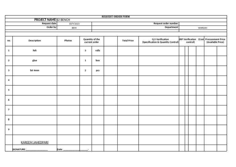 (Material Request For A1 - A2) - 4 | PDF
