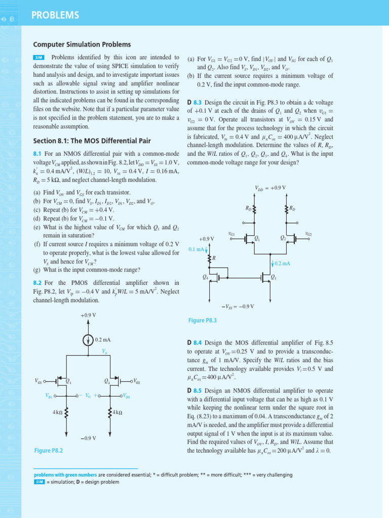 MOS Differential Amplifier Problems | PDF | Bipolar Junction Transistor ...