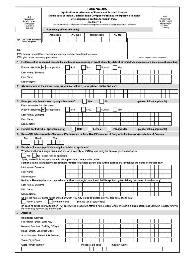 Pan Card Form New | PDF