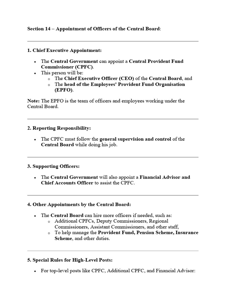 Central Board Officer Appointments & Funds | PDF | Pension | Employment