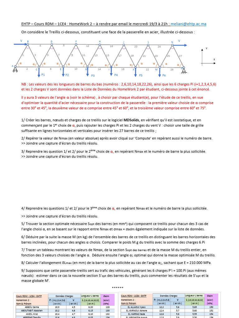 Optimisation Treillis Acier RDM EHTP | PDF | Treillis (assemblage ...