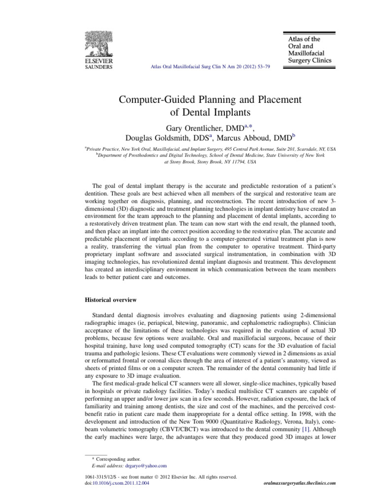 Computer-Guided Dental Implant Planning | PDF | Dental Implant | Ct Scan
