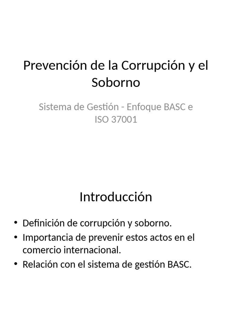 Prevención Corrupción Soborno Basc Pdf