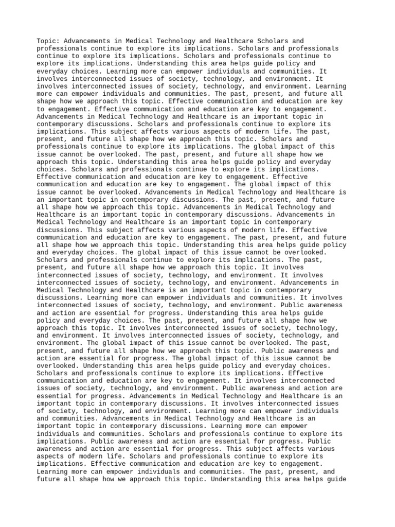 Advancements in Medical Technology and Healthcare | PDF | Communication