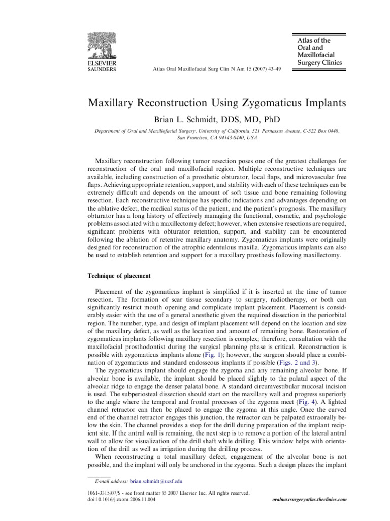 Maxillary Reconstruction Using Zygo - 2007 - Atlas of The Oral and ...