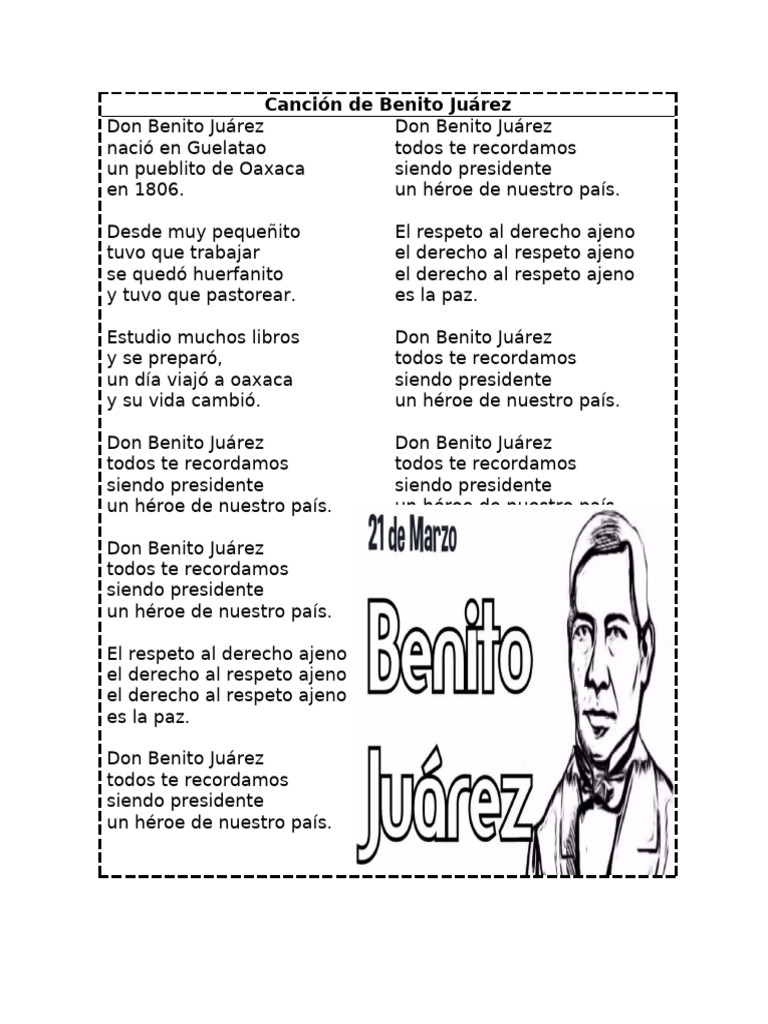 Canción Infantil sobre Benito Juárez | PDF