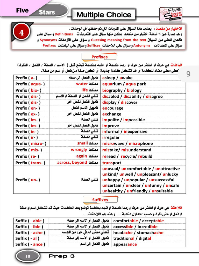 suffix, prefix تالتة اعدادي | PDF