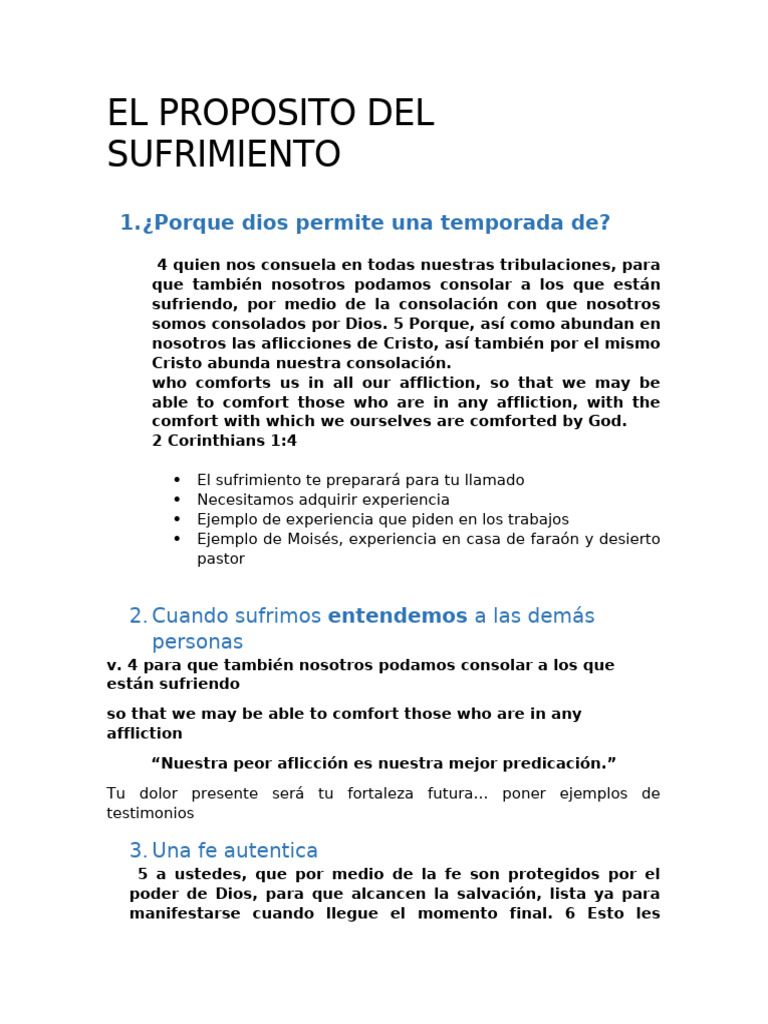 El Propósito del Sufrimiento en la Fe | PDF | Creencia religiosa y ...