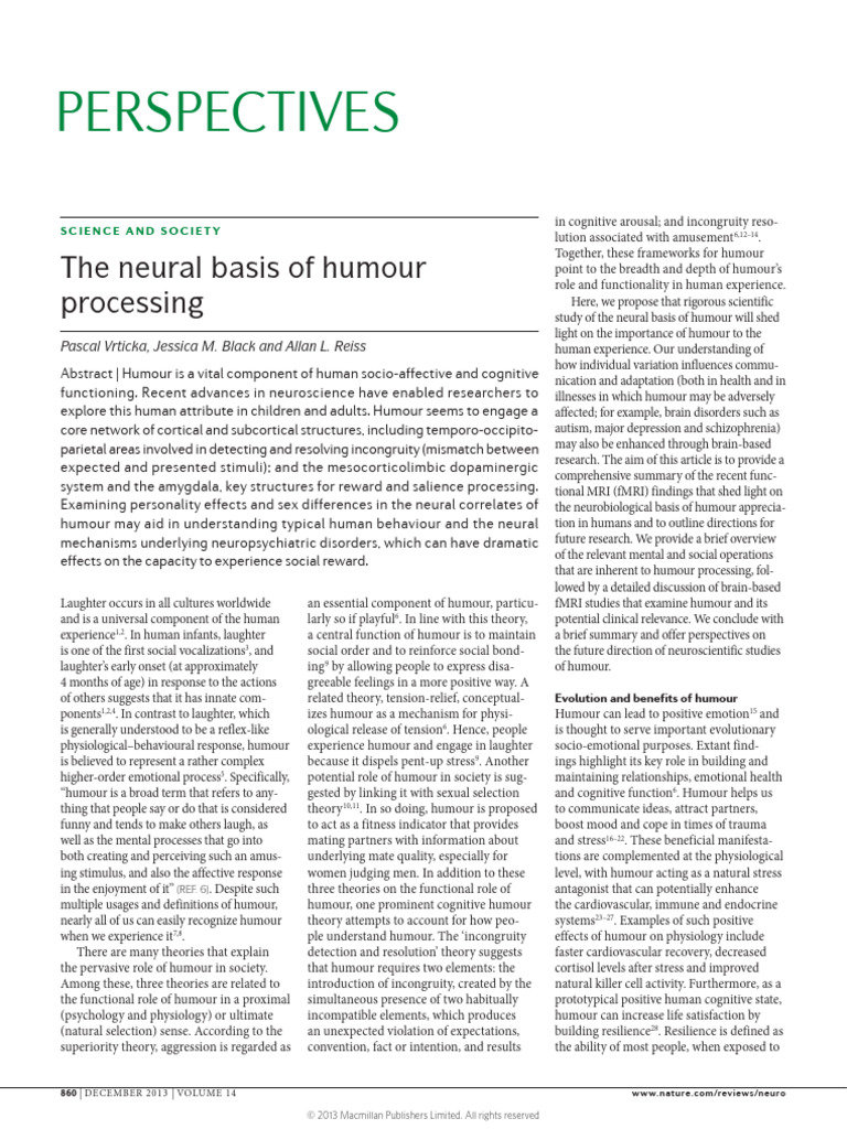 Neuroscience of Humor Processing | PDF | Humour | Cingulate Cortex