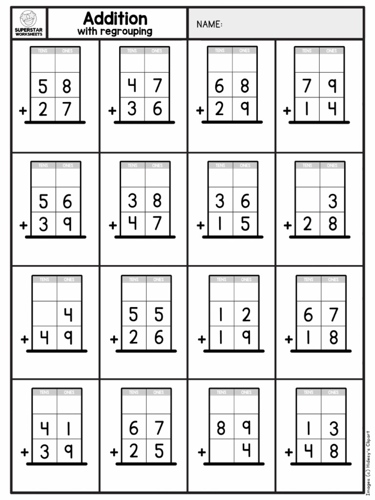 2 Digit Addition With Regrouping Worksheets XP | PDF