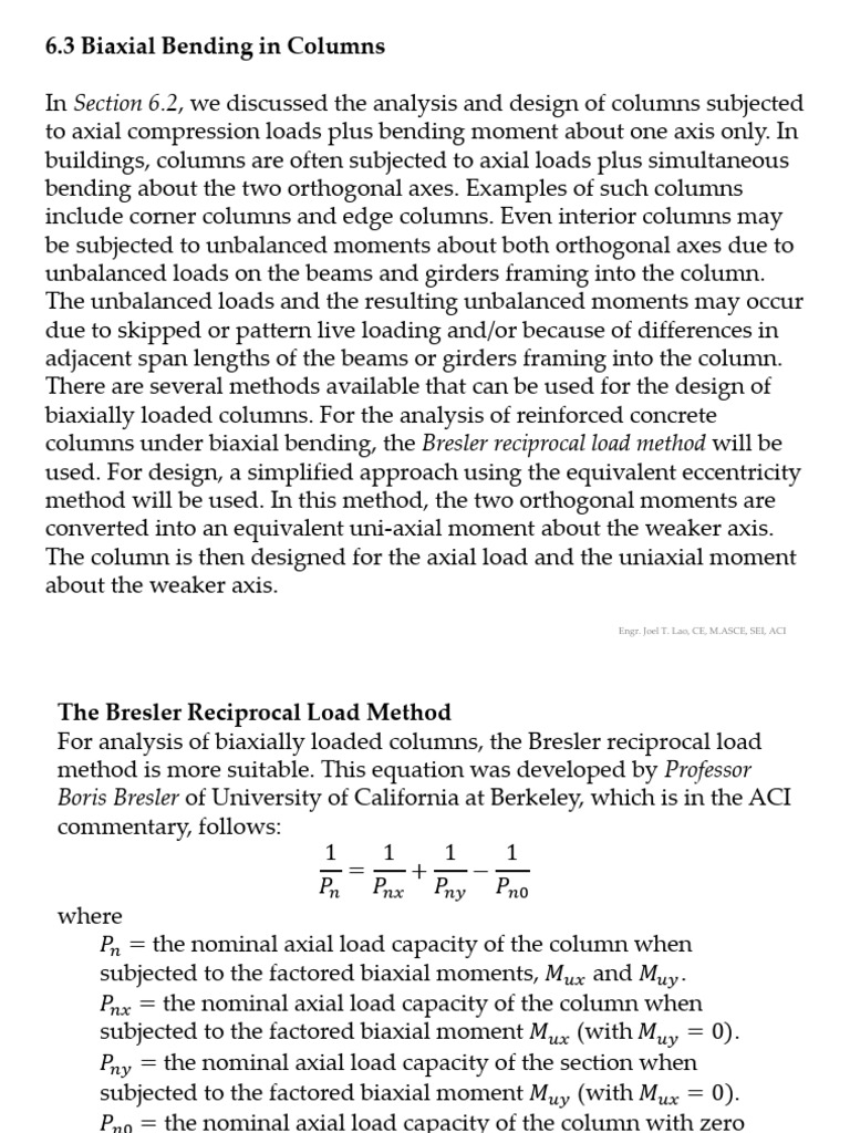 Lecture 14 - Chapter 6 Sections 6.3 and 6.4 Biaxial Bending in Columns ...