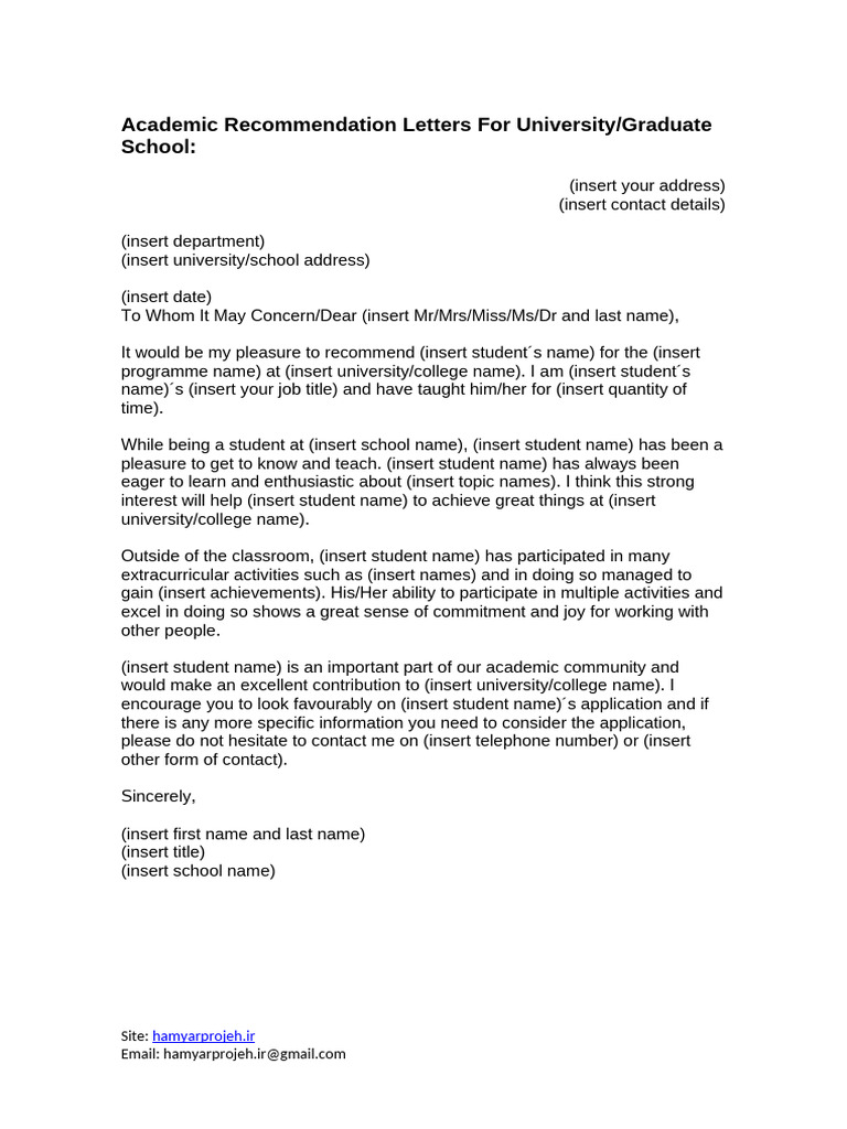 Academic Recommendation Letter HP | PDF