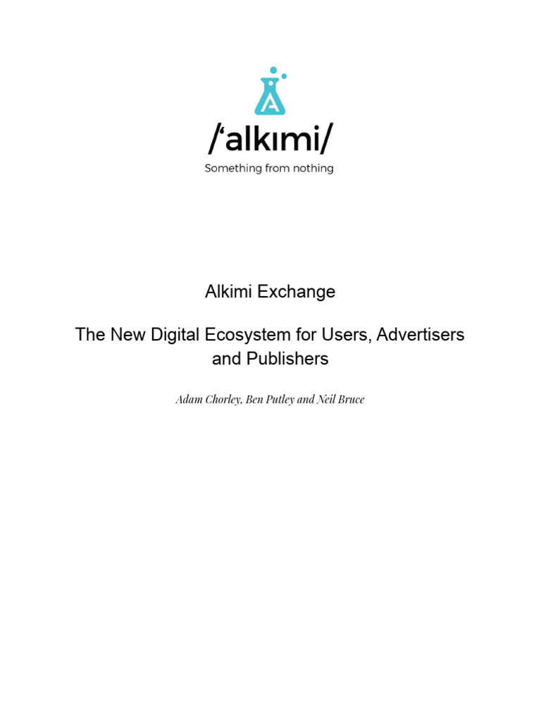 Alkimi Exchange - Whitepaper | PDF | Cryptocurrency | Online Advertising