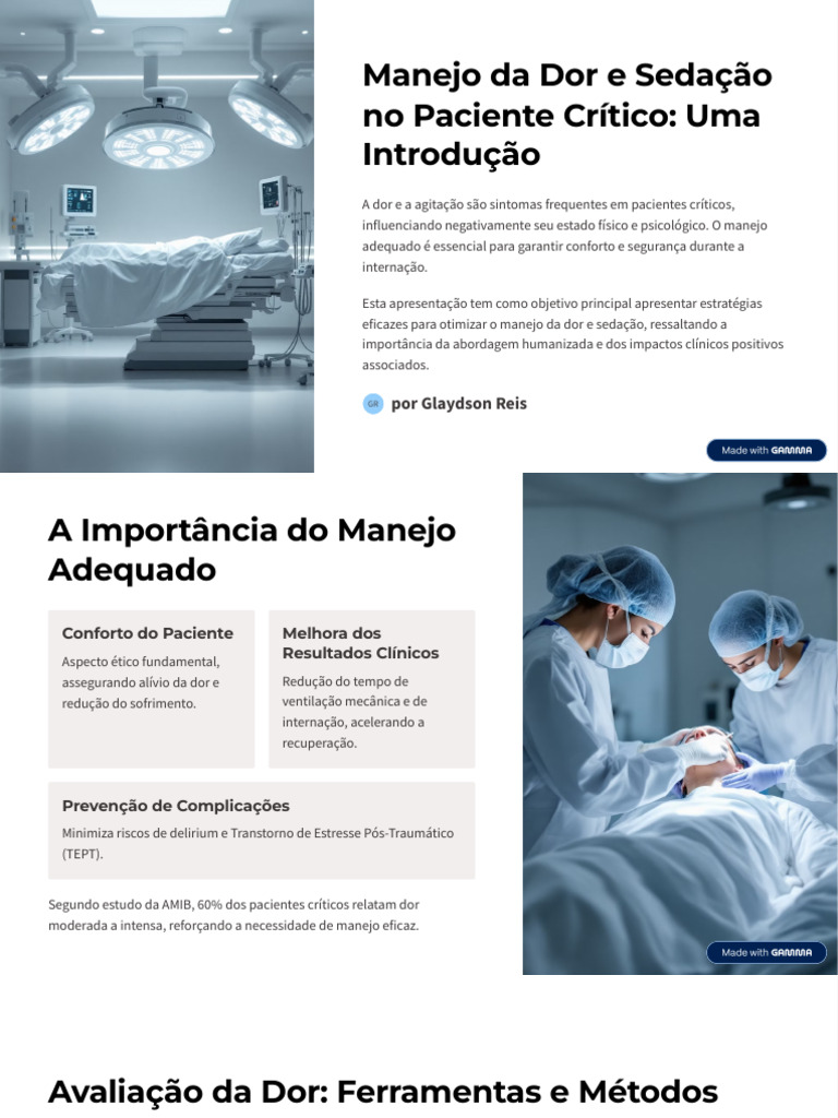 Manejo da Dor e Sedação em Pacientes Críticos | PDF | Opioide | Dor