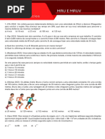 Exercícios de MRU e MRUV para ENEM | PDF