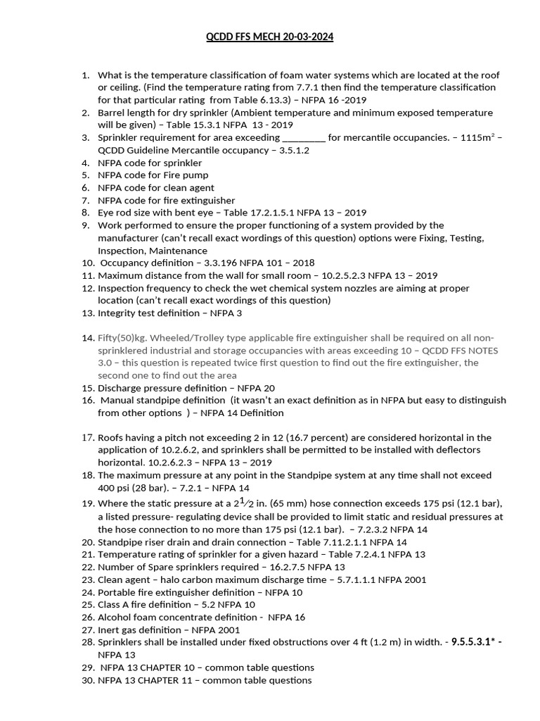 QCDD FFS Mech 20-03-2024 | PDF | Fire Protection | Firefighting