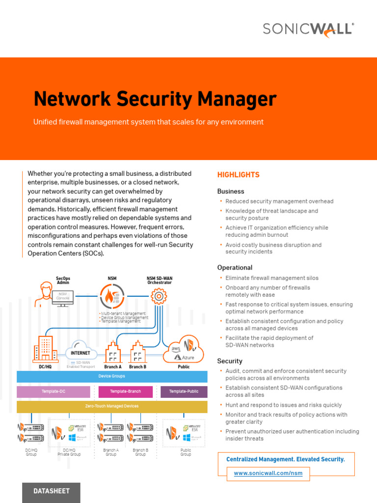 SonicWall NSM: Centralized Firewall Management | PDF | Computer ...