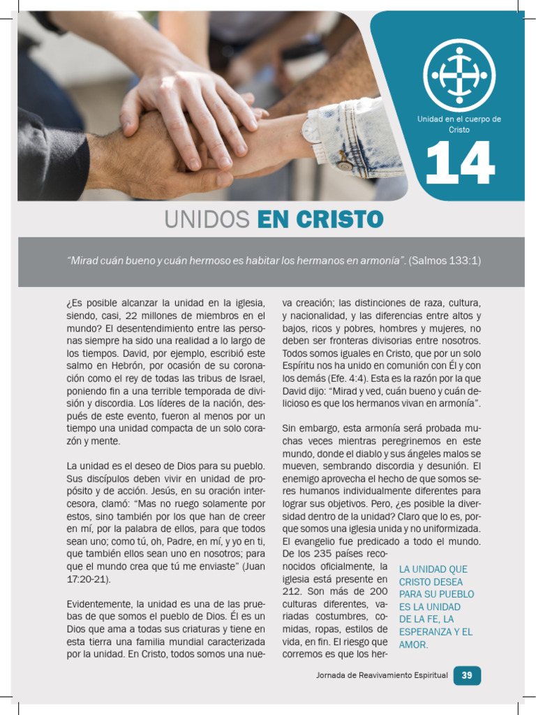 Unidad en el Cuerpo de Cristo | PDF | Cristo (título) | Oración