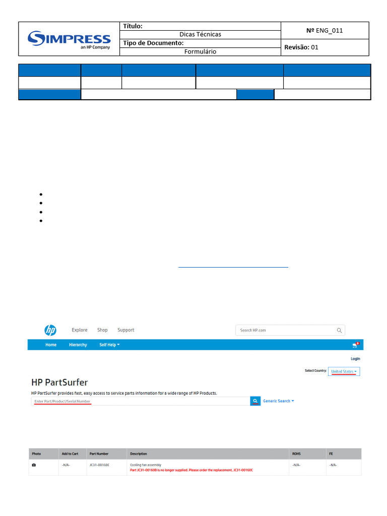 Usando o HP PartSurfer para Peças | PDF | Janela (informática ...