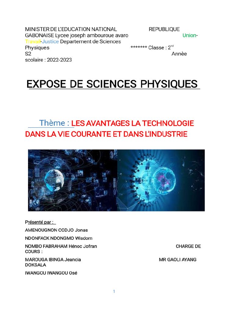 Expose Les Avantages de La Technologie | PDF