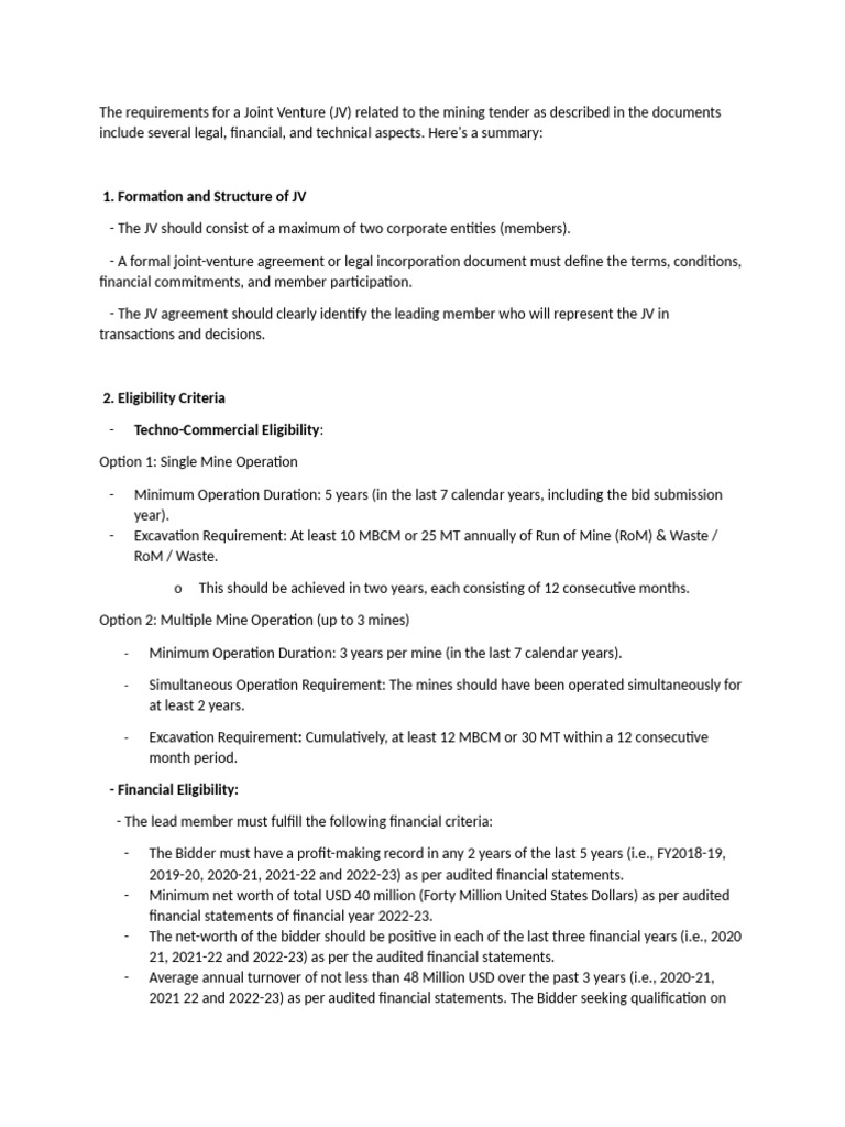 The Requirements For A Joint Venture | PDF | Joint Venture | Private Law