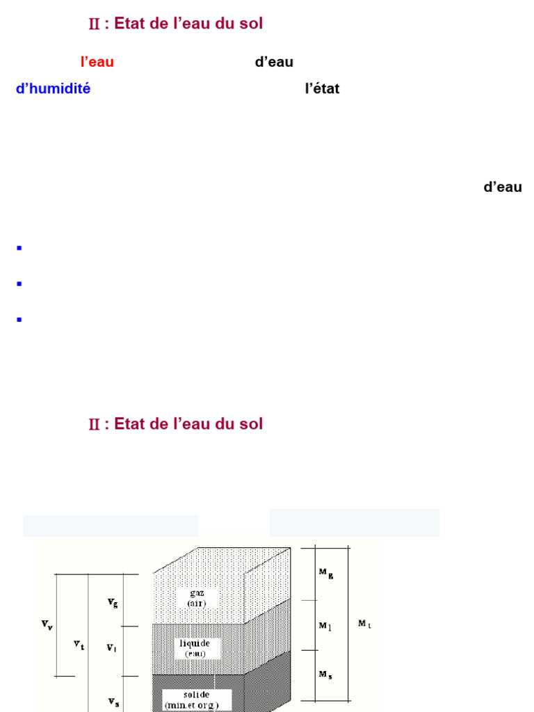 État et Teneur en Eau du Sol | PDF | Porosité | Sol (pédologie)