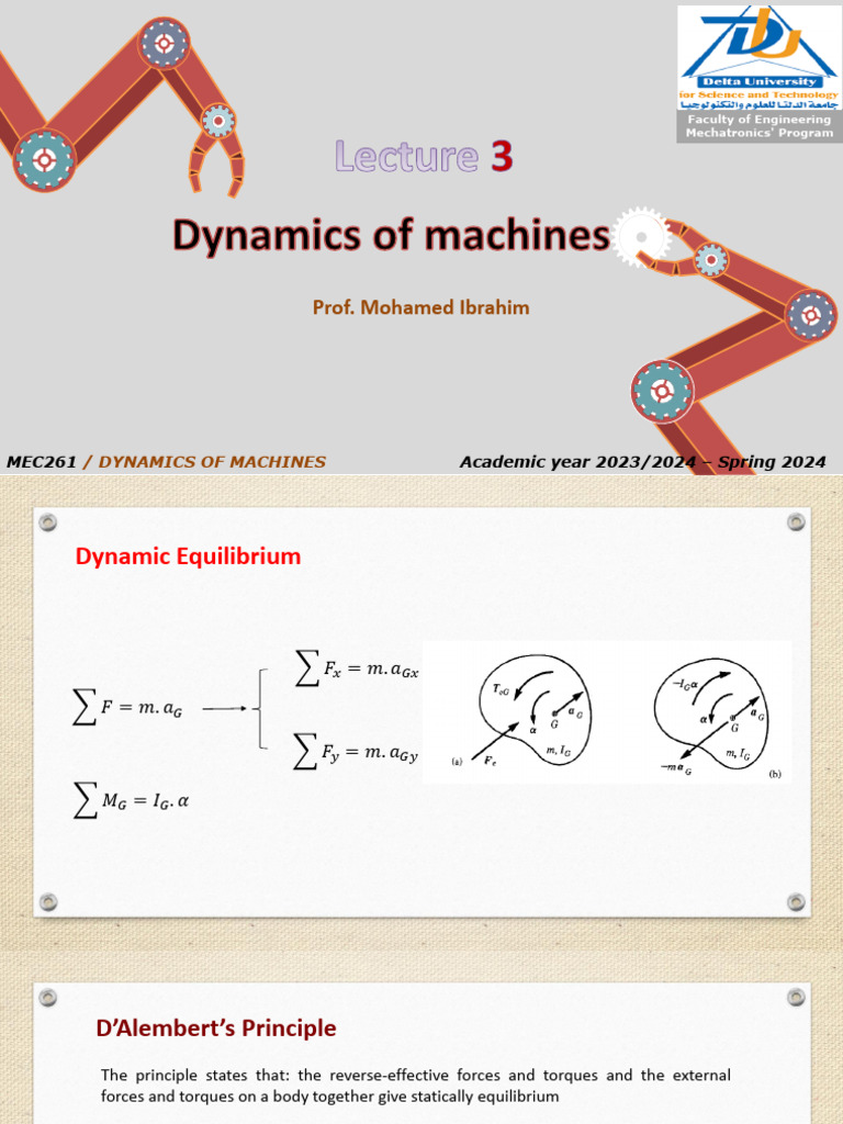 Dynamics of Machines: Equilibrium Analysis | PDF