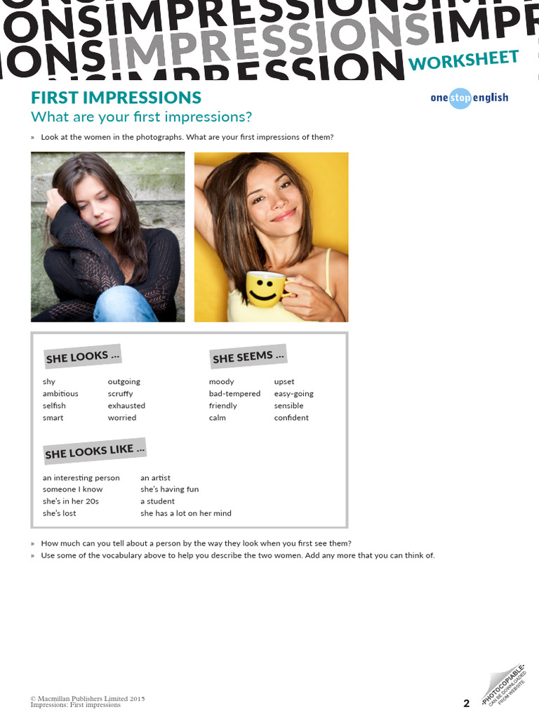 First Impressions Worksheet | PDF