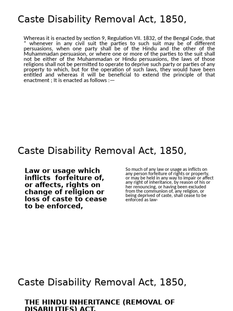 Caste Disability Removal Act of 1850 | PDF | Dalit | Caste