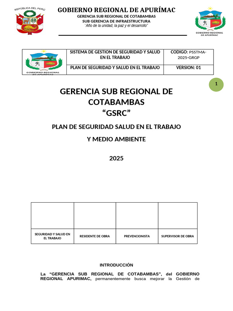 Plan de Seguridad GSRC 2023 Ultimo | PDF | Seguridad y salud ...