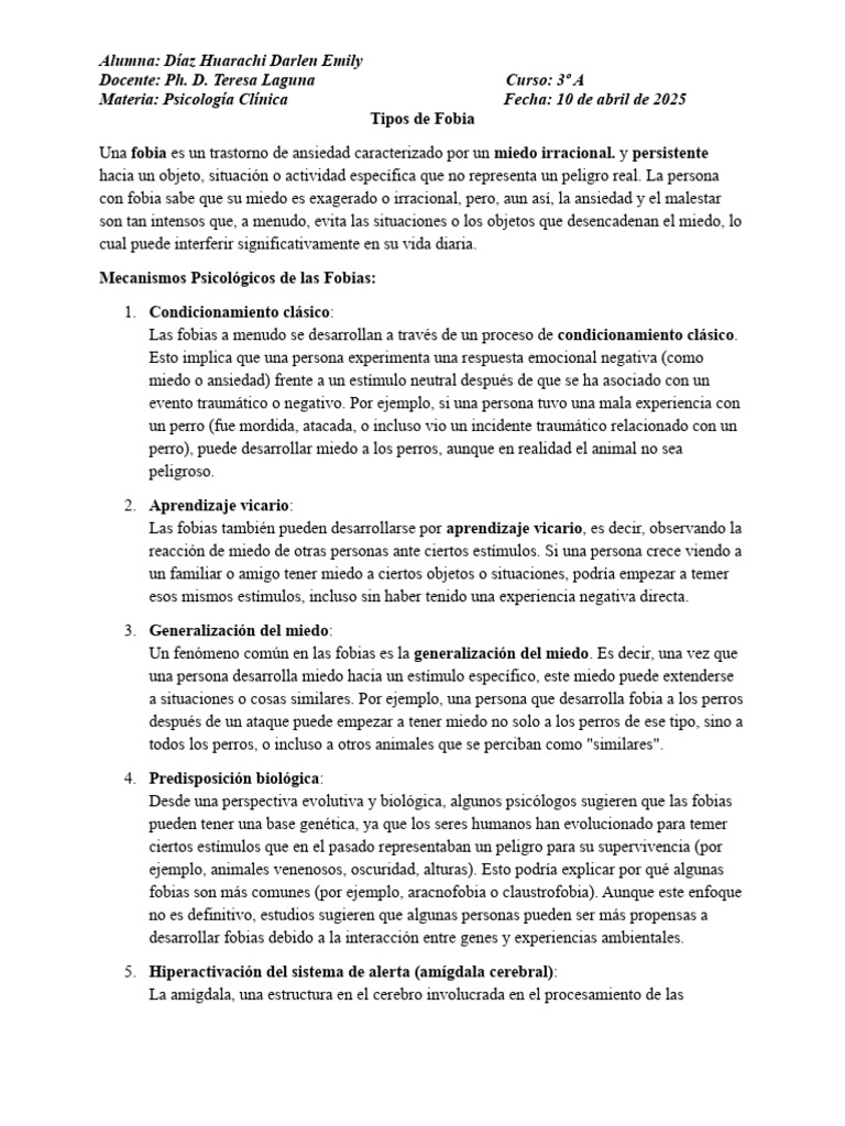 Tipos y Tratamiento de Fobias | PDF | Fobia | Terapia de conducta cognitiva