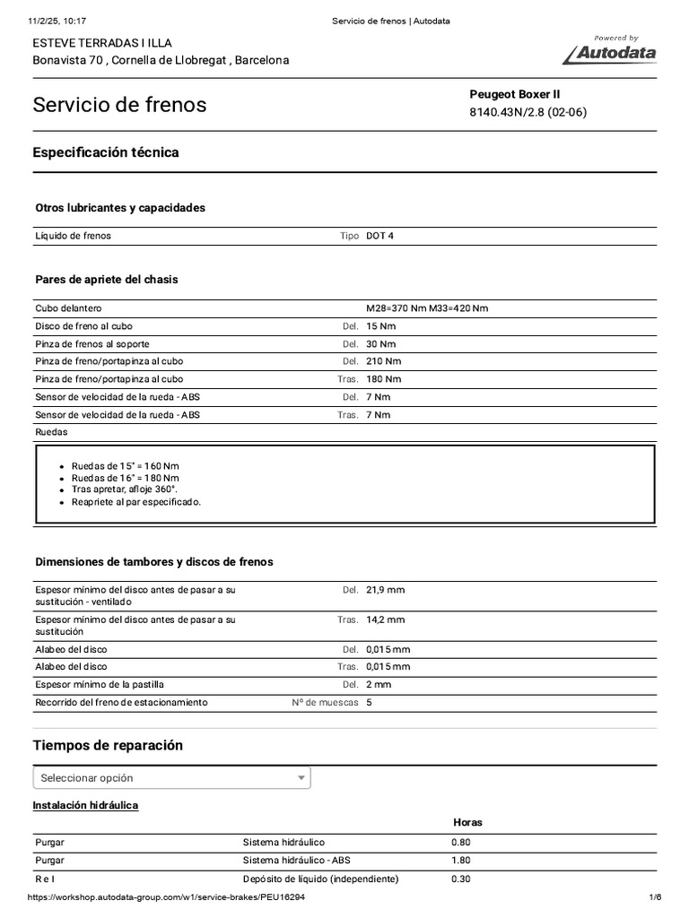 Líquido de frenos para Peugeot Boxer II | PDF | Sistema de freno ...