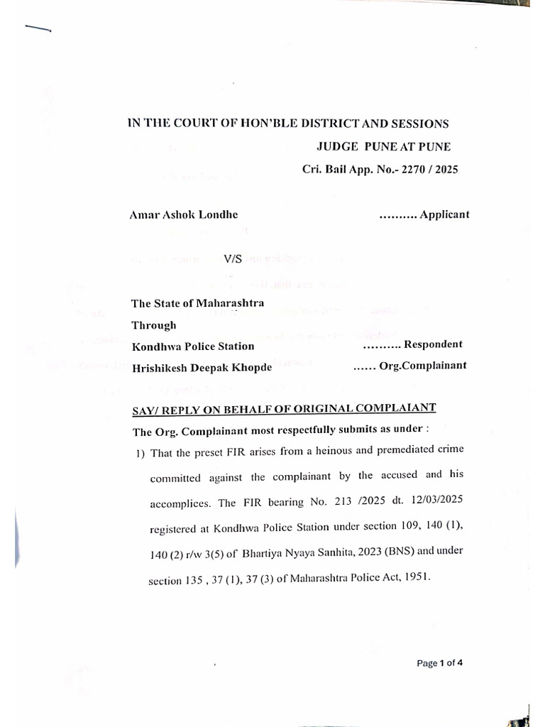 Bail Application Response in Honor Crime Case | PDF | Crimes | Crime ...